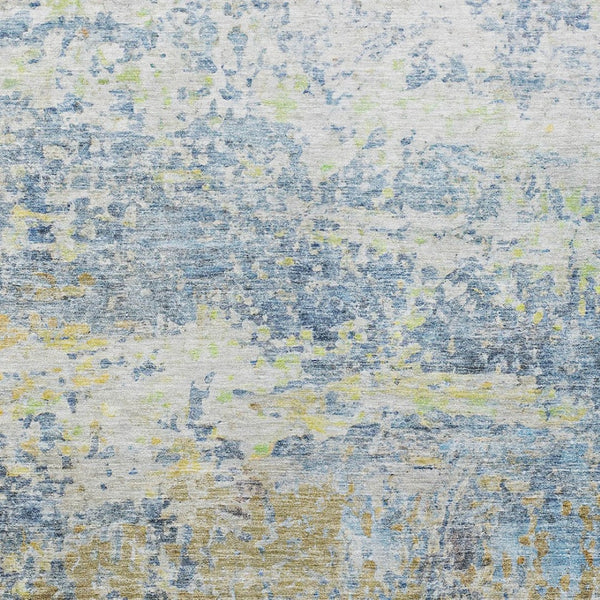 HomeRoots 5' Abstract Washable Area Rug in Blue, Green, and Ivory - Stylish Indoor/Outdoor Solution for Any Space 8' X 10' 604574