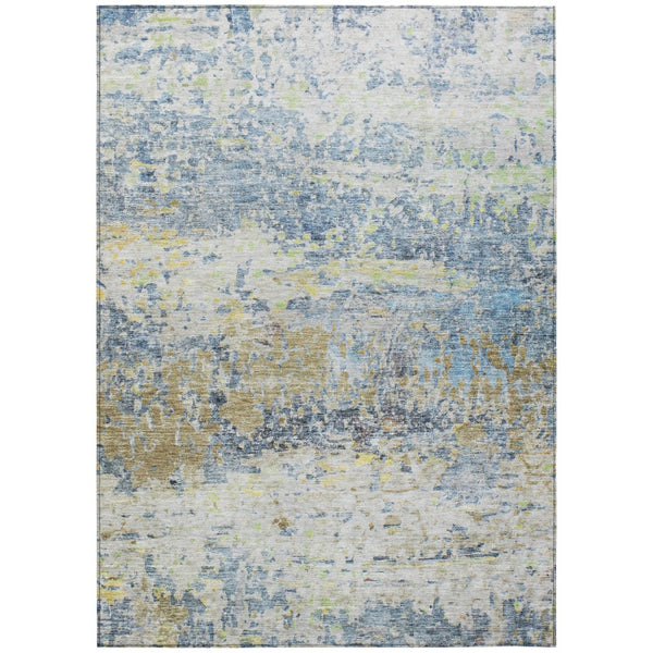 HomeRoots 9' Blue Green Ivory Abstract Washable Area Rug - Durable, Stylish for Indoor & Outdoor Spaces! 604575