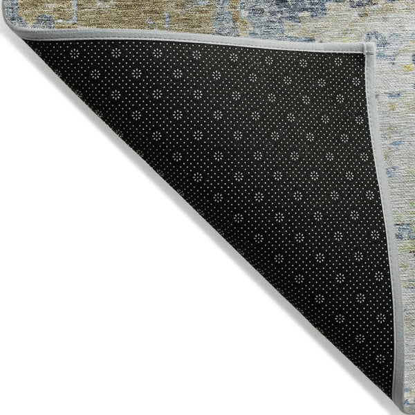HomeRoots 9' Blue Green Ivory Abstract Washable Area Rug - Durable, Stylish for Indoor & Outdoor Spaces! 604575