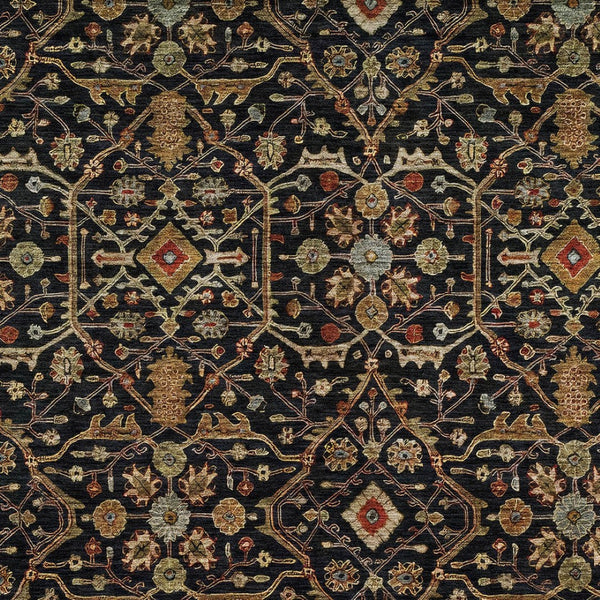 Homeroots 3' Black Brown Red Floral Washable Area Rug For Indoor Outdoor Spaces – Durable & Stylish Design 3' X 5' Polyester 604577