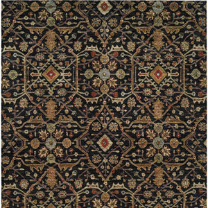 Homeroots 3' Black Brown Red Floral Washable Area Rug For Indoor Outdoor Spaces – Durable & Stylish Design 9' X 12' Polyester 604581