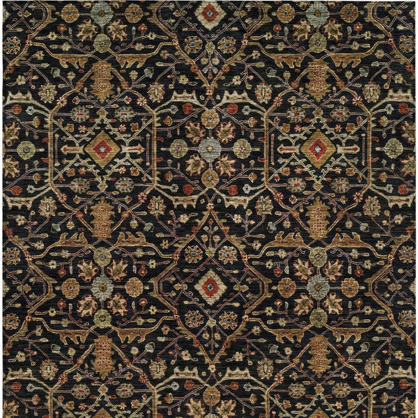 Homeroots 3' Black Brown Red Floral Washable Area Rug For Indoor Outdoor Spaces – Durable & Stylish Design 9' X 12' Polyester 604581