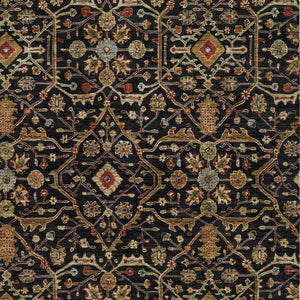 Homeroots 3' Black Brown Red Floral Washable Area Rug For Indoor Outdoor Spaces – Durable & Stylish Design 9' X 12' Polyester 604581