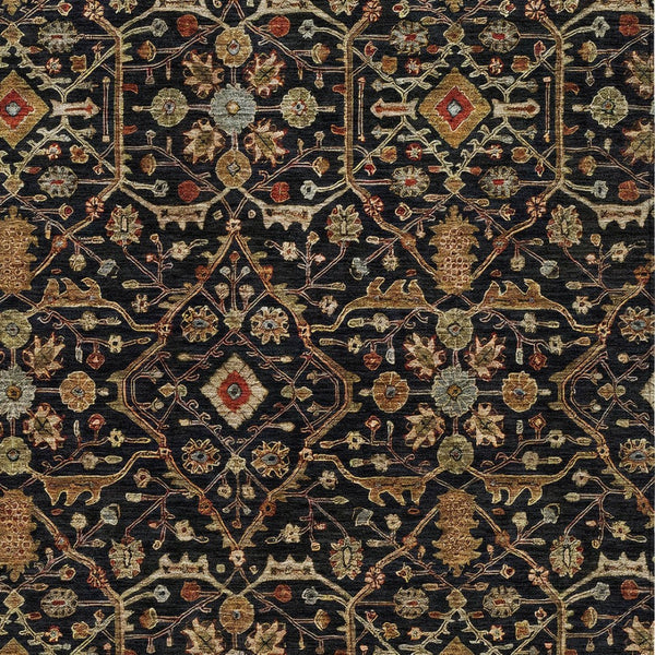 Homeroots 3' Black Brown Red Floral Washable Area Rug For Indoor Outdoor Spaces – Durable & Stylish Design 9' X 12' Polyester 604581