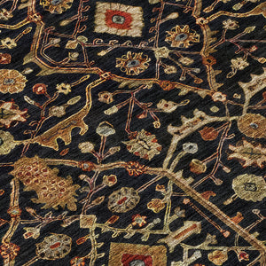 Homeroots 3' Black Brown Red Floral Washable Area Rug For Indoor Outdoor Spaces – Durable & Stylish Design 9' X 12' Polyester 604581