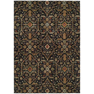 HomeRoots 5' Timeless Floral Area Rug - Durable, Washable Indoor/Outdoor Design in Black, Brown & Red 10' X 14' 604582