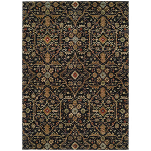 Homeroots 3' Black Brown Red Floral Washable Area Rug For Indoor Outdoor Spaces – Durable & Stylish Design 10' X 14' Polyester 604582
