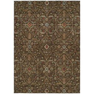 Homeroots 3' Black Brown Red Floral Washable Area Rug For Indoor Outdoor Spaces – Durable & Stylish Design 5' X 8' Polyester 604584