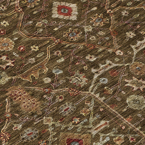 Homeroots 3' Black Brown Red Floral Washable Area Rug For Indoor Outdoor Spaces – Durable & Stylish Design 5' X 8' Polyester 604584