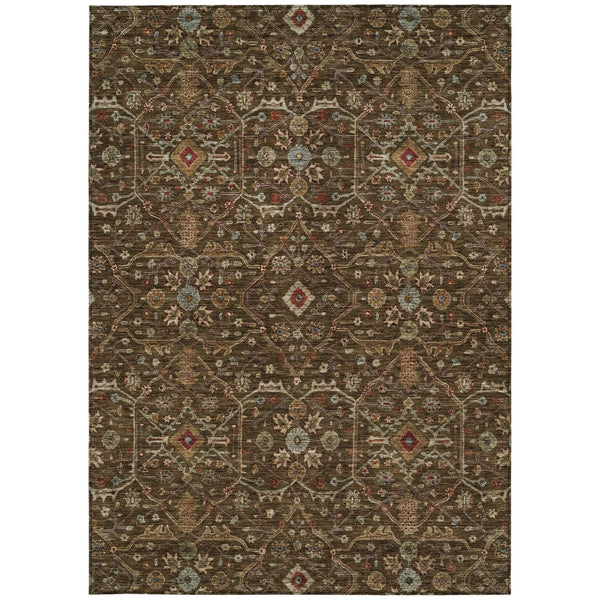 Homeroots 3' Black Brown Red Floral Washable Area Rug For Indoor Outdoor Spaces – Durable & Stylish Design 9' X 12' Polyester 604587