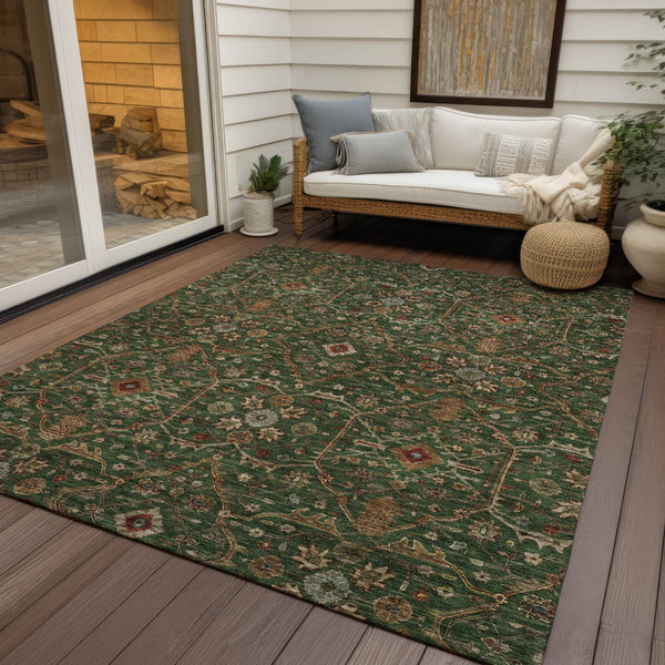 Homeroots 3' Black Brown Red Floral Washable Area Rug For Indoor Outdoor Spaces – Durable & Stylish Design 5' X 8' Polyester 604590
