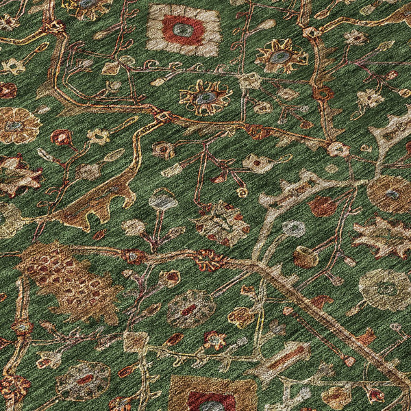 Homeroots 3' Black Brown Red Floral Washable Area Rug For Indoor Outdoor Spaces – Durable & Stylish Design 9' X 12' Polyester 604593