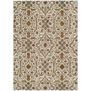 Homeroots 3' Black Brown Red Floral Washable Area Rug For Indoor Outdoor Spaces – Durable & Stylish Design 5' X 8' Polyester 604596