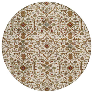 HomeRoots 5' Timeless Floral Indoor/Outdoor Area Rug - Durable, Washable, Stain-Resistant for High-Traffic Areas 8' Round 604597