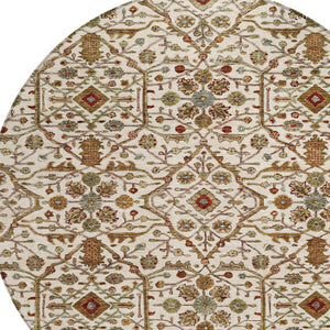 Homeroots 3' Black Brown Red Floral Washable Area Rug For Indoor Outdoor Spaces – Durable & Stylish Design 8' Round Polyester 604597