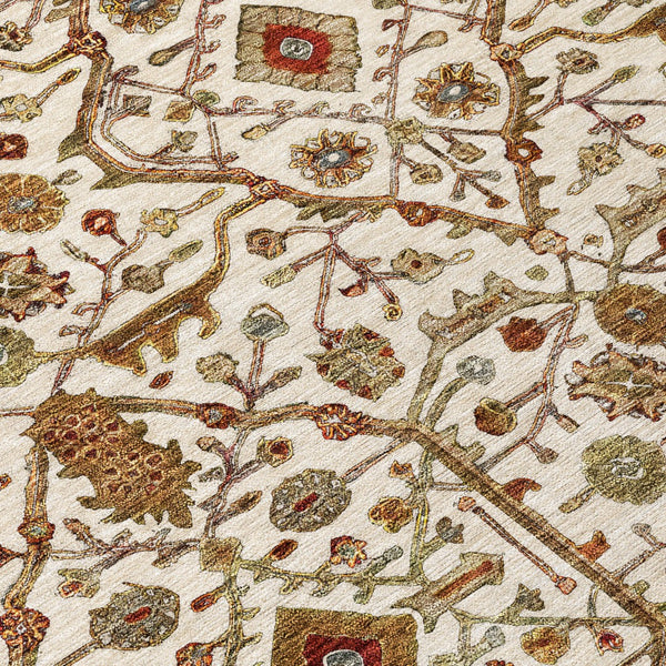 Homeroots 3' Black Brown Red Floral Washable Area Rug For Indoor Outdoor Spaces – Durable & Stylish Design 9' X 12' Polyester 604599