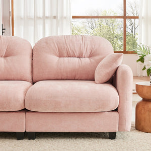 English Elm Cloud Sectional Sofa - Premium Chenille With Soft Pillows, Ergonomic Design, Tufted Backrest, Pink Elegance W714S01386