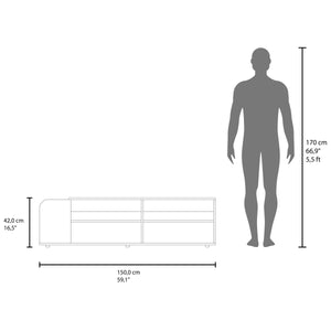 English Elm TV Stem Stand 16.5" H, 4 Shelves in Natural Oak & Alby Blue — Compact, Durable Media Storage for Living Rooms B097P395909