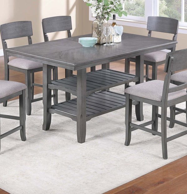 English Elm Contemporary 7-Piece Counter-Height Dining Set With Stylish Storage & 6 Comfortable High Chairs B011S01877