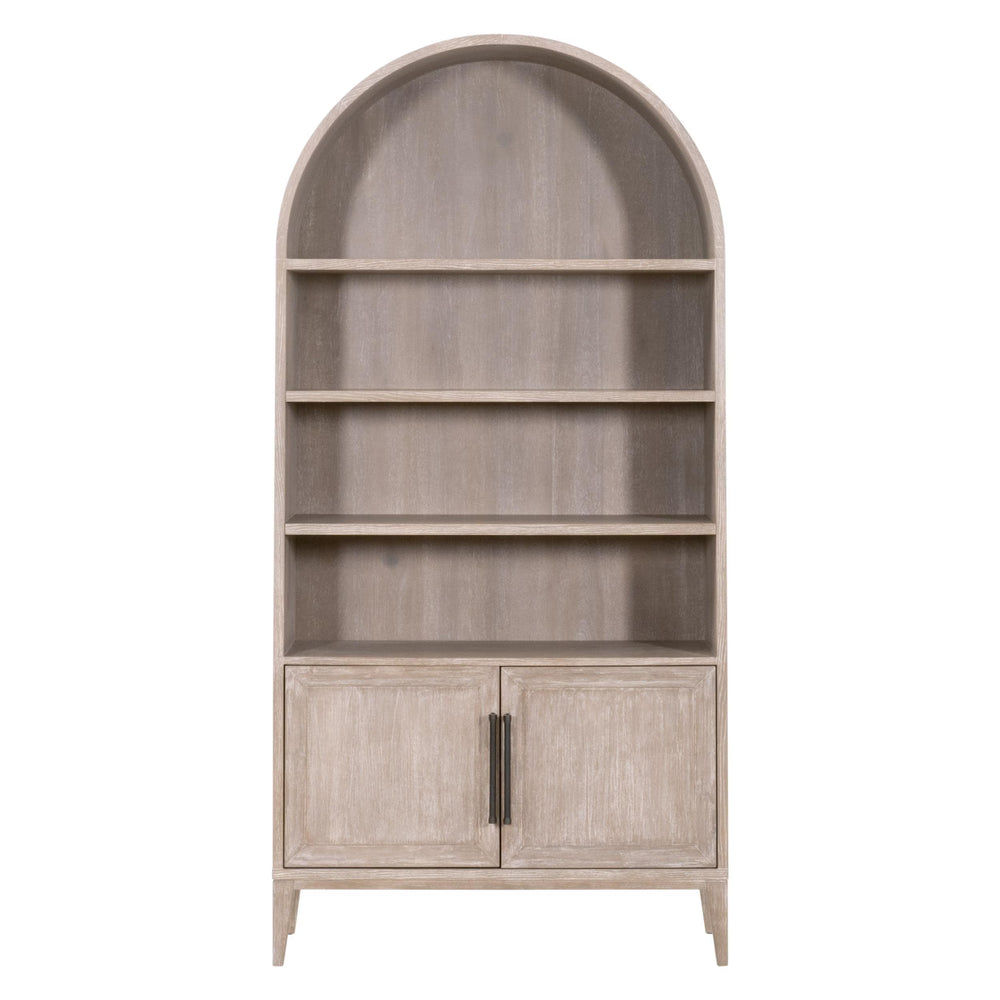 Essentials for Living Morris Tall Acacia Wood Bookcase with Open Shelves and Cabinet Gray Transitional 6046.NG