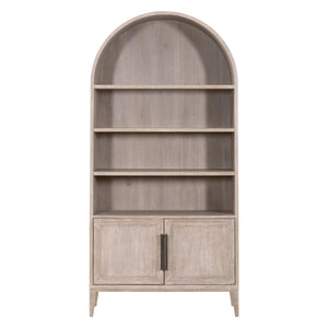 Essentials for Living Morris Tall Acacia Wood Bookcase with Open Shelves and Cabinet Gray Transitional 6046.NG
