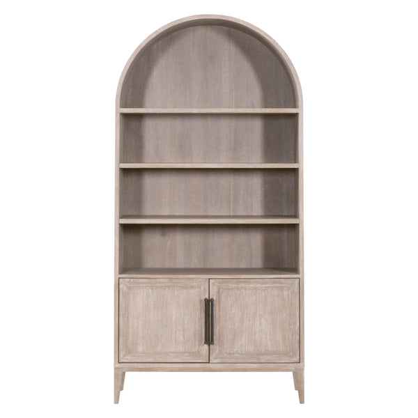 Essentials for Living Morris Tall Acacia Wood Bookcase with Open Shelves and Cabinet Gray Transitional 6046.NG