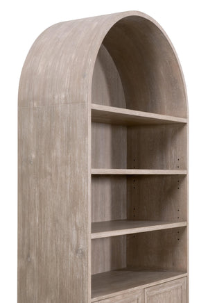 Essentials for Living Morris Tall Acacia Wood Bookcase with Open Shelves and Cabinet Gray Transitional 6046.NG