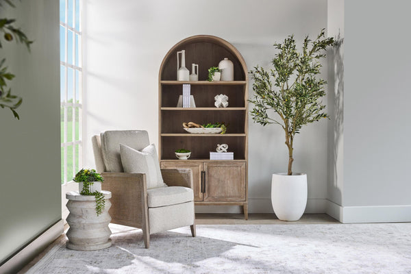 Essentials for Living Morris Tall Acacia Wood Bookcase with Open Shelves and Cabinet Gray Transitional 6046.NG