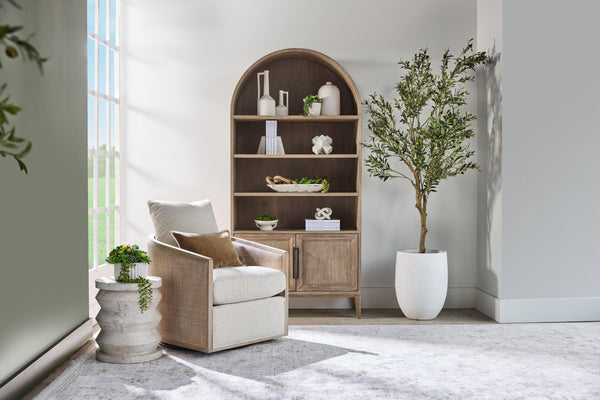 Essentials for Living Morris Tall Acacia Wood Bookcase with Open Shelves and Cabinet Gray Transitional 6046.NG