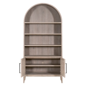 Essentials for Living Morris Tall Acacia Wood Bookcase with Open Shelves and Cabinet Gray Transitional 6046.NG