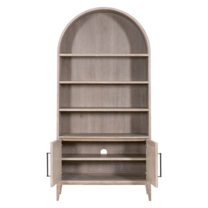 Essentials for Living Morris Tall Acacia Wood Bookcase with Open Shelves and Cabinet Gray Transitional 6046.NG