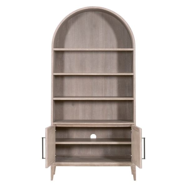 Essentials for Living Morris Tall Acacia Wood Bookcase with Open Shelves and Cabinet Gray Transitional 6046.NG