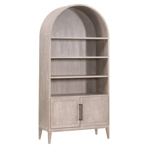 Essentials for Living Morris Tall Acacia Wood Bookcase with Open Shelves and Cabinet Gray Transitional 6046.NG