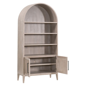 Essentials for Living Morris Tall Acacia Wood Bookcase with Open Shelves and Cabinet Gray Transitional 6046.NG