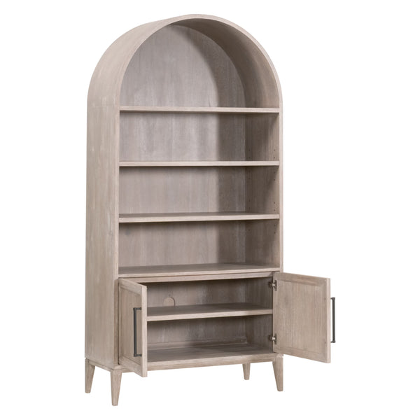 Essentials for Living Morris Tall Acacia Wood Bookcase with Open Shelves and Cabinet Gray Transitional 6046.NG