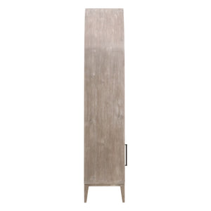 Essentials for Living Morris Tall Acacia Wood Bookcase with Open Shelves and Cabinet Gray Transitional 6046.NG