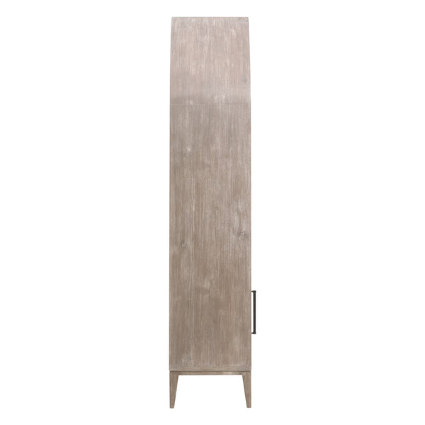 Essentials for Living Morris Tall Acacia Wood Bookcase with Open Shelves and Cabinet Gray Transitional 6046.NG