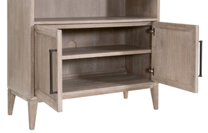 Essentials for Living Morris Tall Acacia Wood Bookcase with Open Shelves and Cabinet Gray Transitional 6046.NG