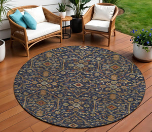 Homeroots 3' Black Brown Red Floral Washable Area Rug For Indoor Outdoor Spaces – Durable & Stylish Design 8' Round Polyester 604603