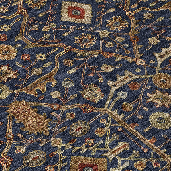 Homeroots 3' Black Brown Red Floral Washable Area Rug For Indoor Outdoor Spaces – Durable & Stylish Design 8' Round Polyester 604603