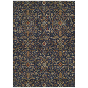 HomeRoots 5' Navy Blue and Red Floral Washable Area Rug - Durable Indoor/Outdoor Design for Easy Care 8' X 10' 604604
