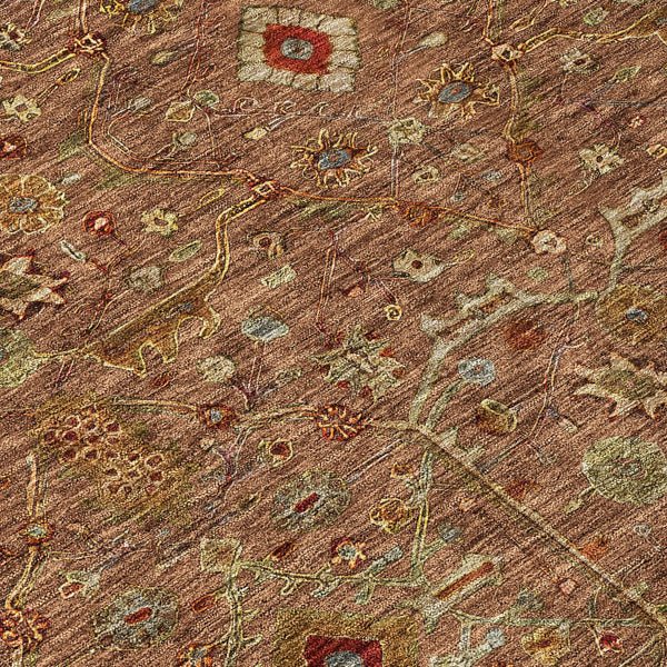 Homeroots 3' Black Brown Red Floral Washable Area Rug For Indoor Outdoor Spaces – Durable & Stylish Design 3' X 5' Polyester 604607