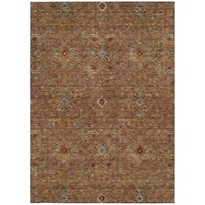 Homeroots 3' Black Brown Red Floral Washable Area Rug For Indoor Outdoor Spaces – Durable & Stylish Design 5' X 8' Polyester 604608