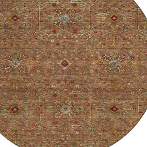 Homeroots 3' Black Brown Red Floral Washable Area Rug For Indoor Outdoor Spaces – Durable & Stylish Design 8' Round Polyester 604609