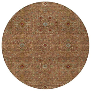 Homeroots 3' Black Brown Red Floral Washable Area Rug For Indoor Outdoor Spaces – Durable & Stylish Design 8' Round Polyester 604609