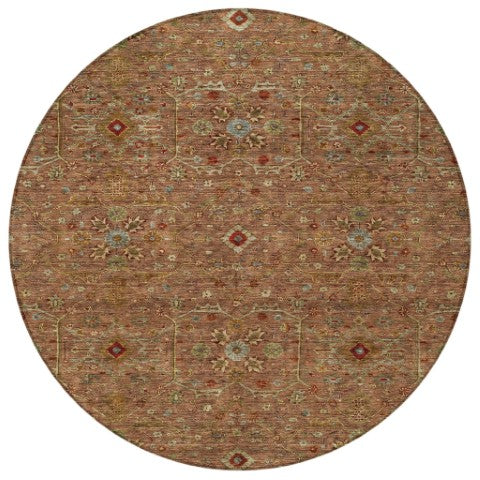 Homeroots 3' Black Brown Red Floral Washable Area Rug For Indoor Outdoor Spaces – Durable & Stylish Design 8' Round Polyester 604609