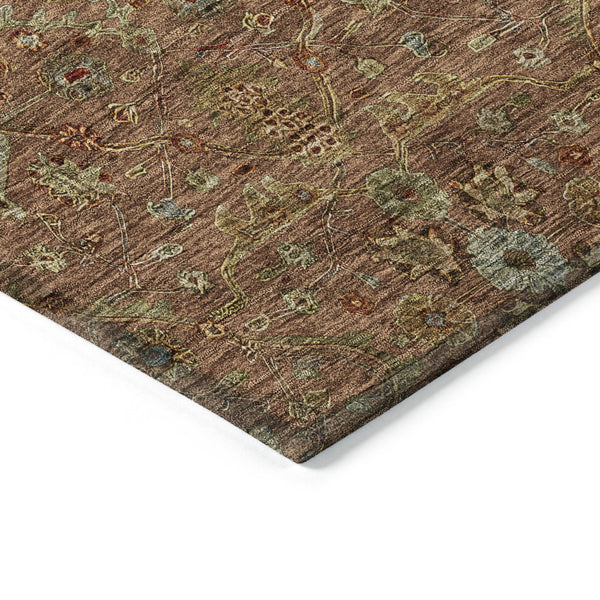 Homeroots 3' Black Brown Red Floral Washable Area Rug For Indoor Outdoor Spaces – Durable & Stylish Design 8' X 10' Polyester 604610