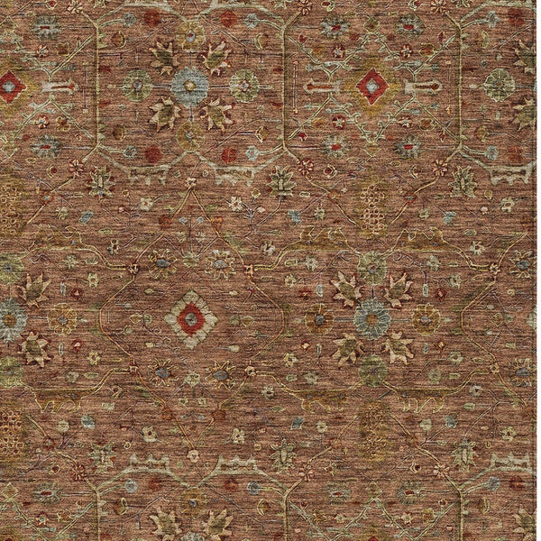 Homeroots 3' Black Brown Red Floral Washable Area Rug For Indoor Outdoor Spaces – Durable & Stylish Design 8' X 10' Polyester 604610