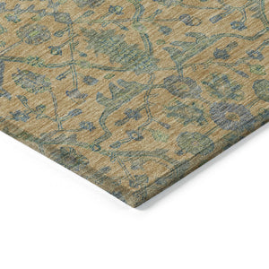 HomeRoots 5' Vibrant Floral Area Rug in Orange, Blue, and Green – Durable, Washable for Indoor & Outdoor Use 5' X 8' 604626