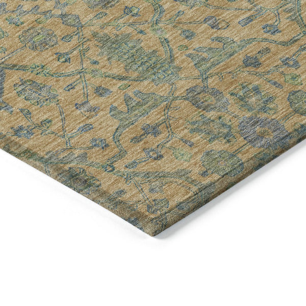 HomeRoots 5' Vibrant Floral Area Rug in Orange, Blue, and Green – Durable, Washable for Indoor & Outdoor Use 5' X 8' 604626
